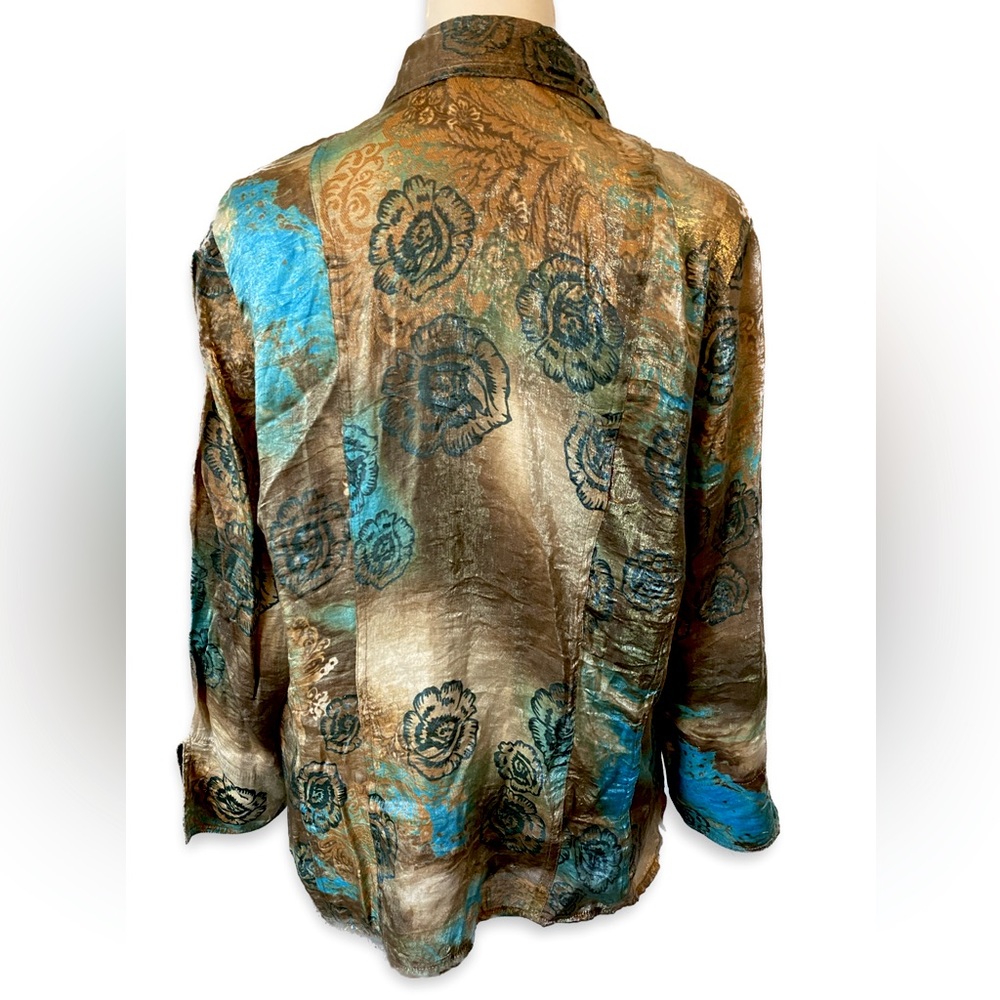 Blue and Gold Blouse - Picture 3 of 6